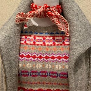 JCrew Fair Isle Sweater XXS Gray Red Multi Colors